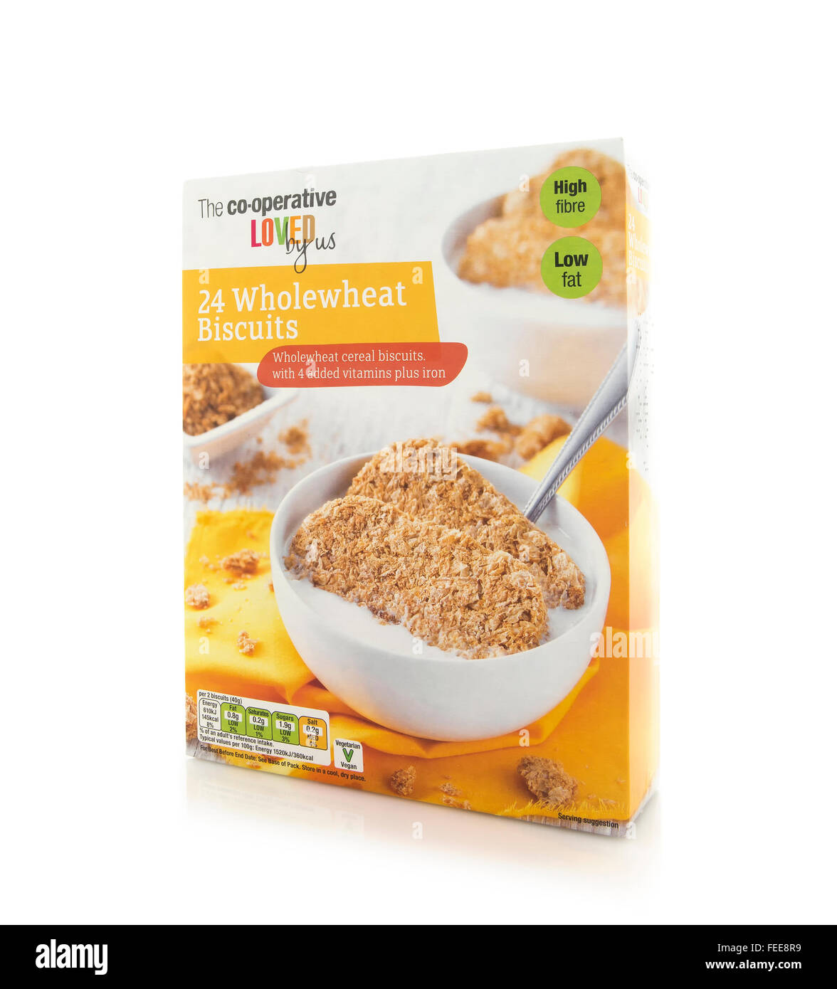 Sachet de 24 Co-operative Biscuits complet sur un fond blanc. Banque D'Images