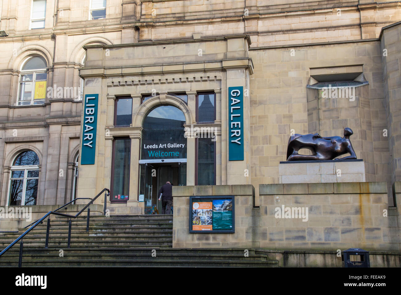 Leeds, Galerie d'art et bibliothèque. Banque D'Images