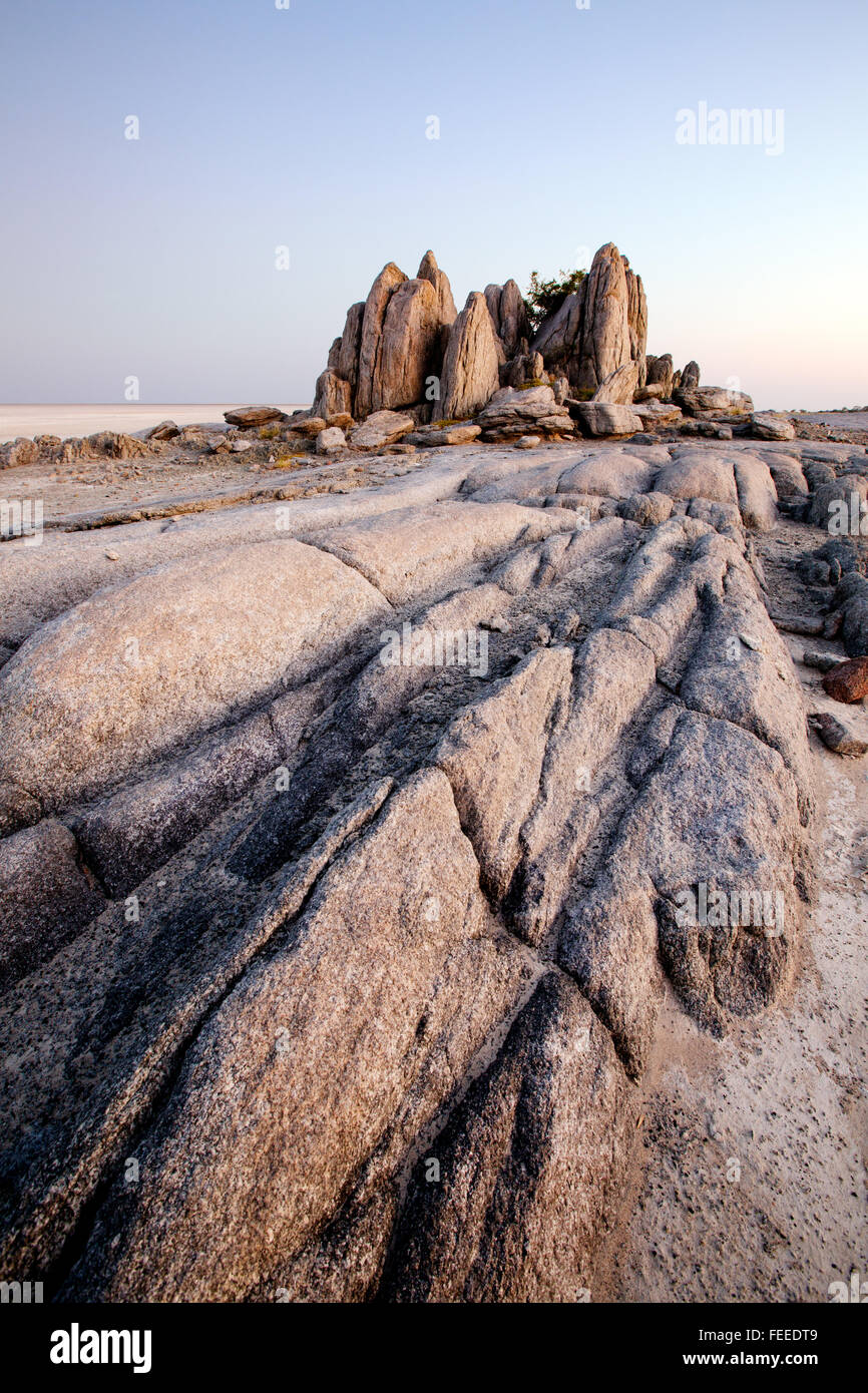 Formation rocheuse de granit sur Kubu Island Banque D'Images