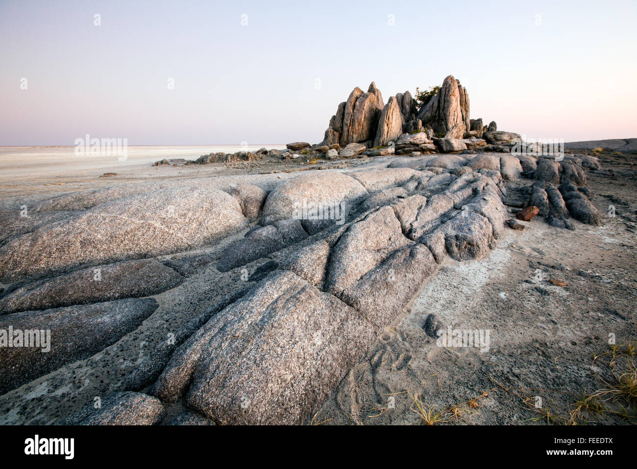 Formation rocheuse de granit sur Kubu Island Banque D'Images