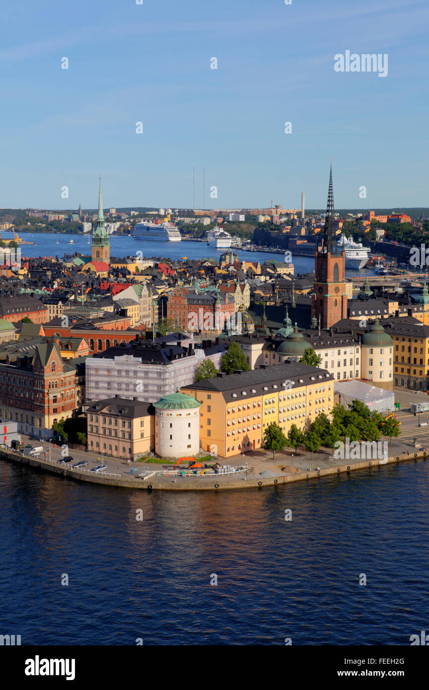 Vue aérienne de Gamla Stan (vieille ville) à Stockholm, Suède Banque D'Images