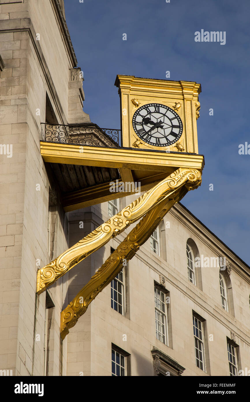 Chouette d'or et, dans l'horloge millénaire Square, Leeds, UK Salle municipale Banque D'Images