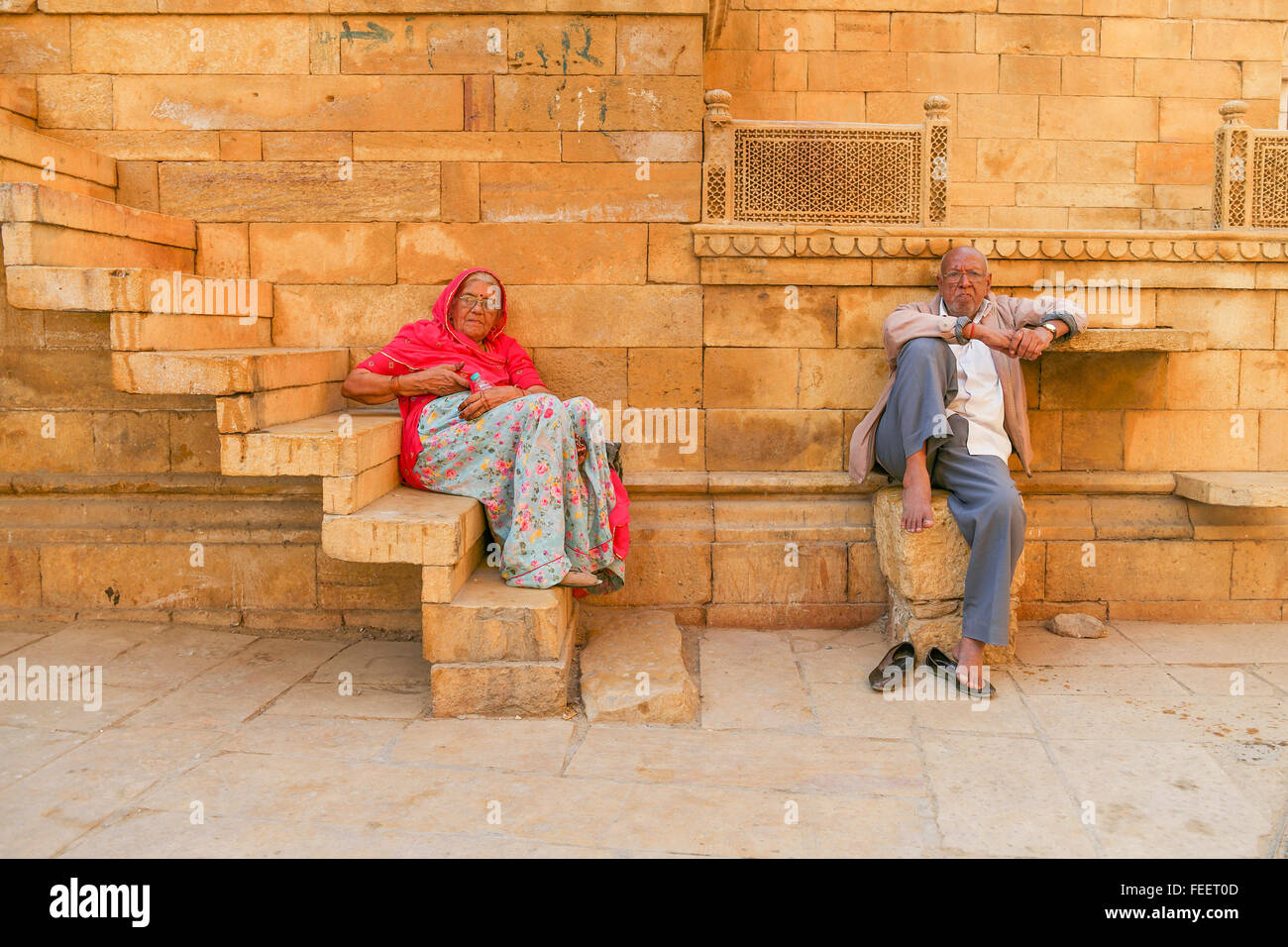 Les personnes qui visitent le Fort d'or de Jaisalmer, le fameux fort de Jaisalmer Banque D'Images