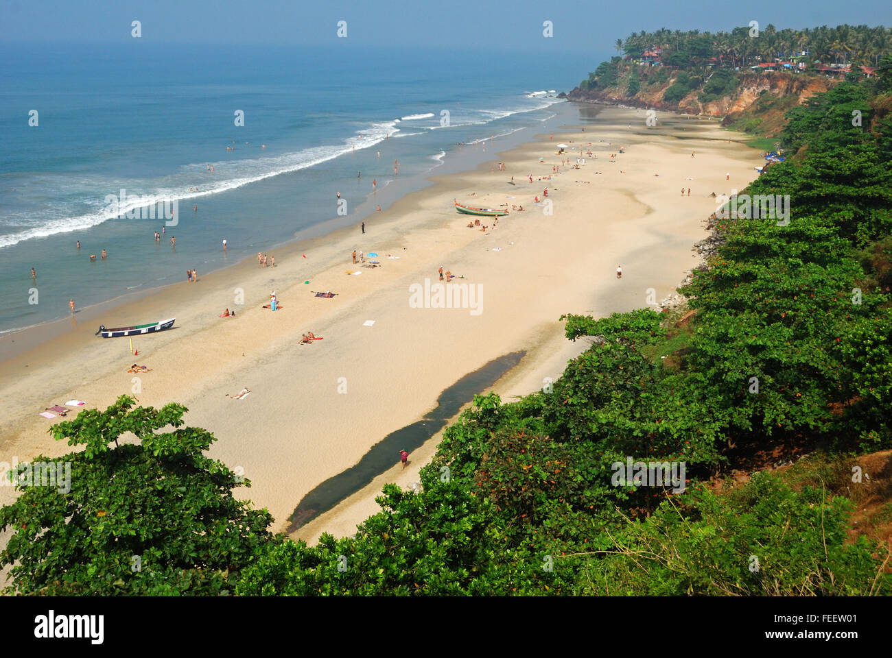 Varkala beach et falaise,Kerala, Inde.Cette destination touristique internationale est à 50 km de Trivandrum. Banque D'Images