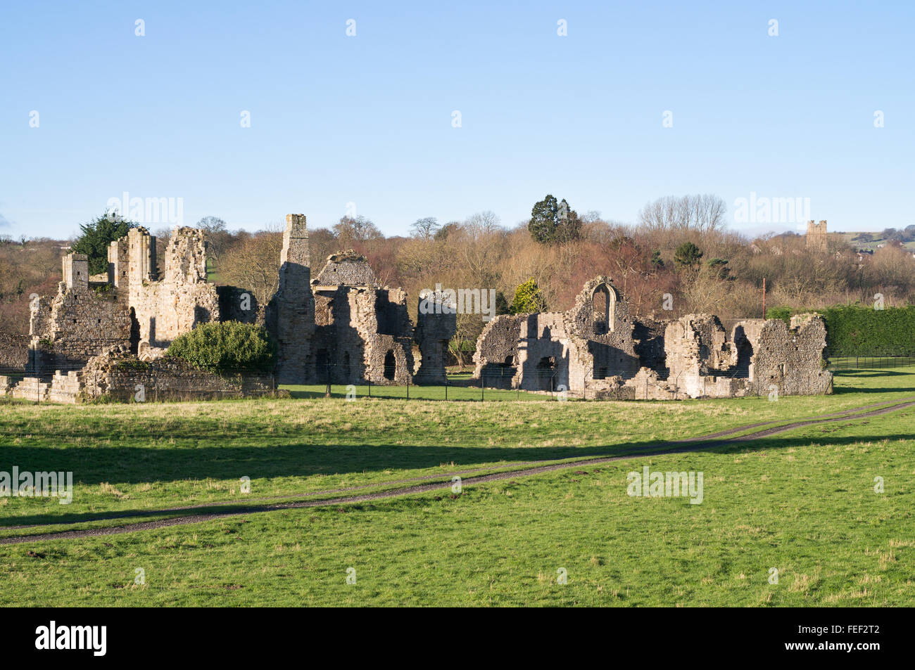 L'abbaye en ruine de Sainte Agathe ou Abbaye d'Easby, près de Richmond, North Yorkshire, England, UK Banque D'Images