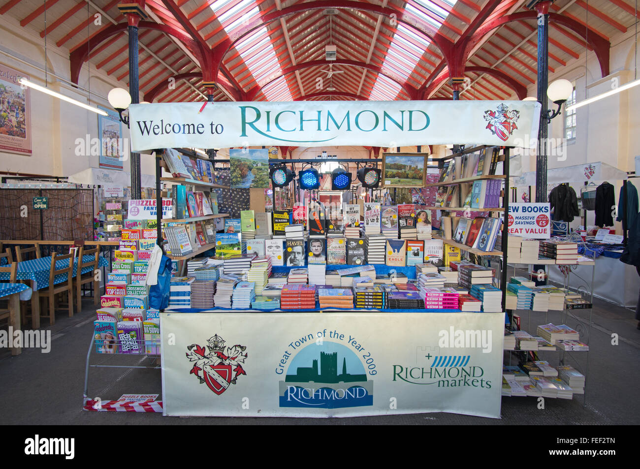 À l'intérieur de Richmond Victorian marché couvert, North Yorkshire, England, UK Banque D'Images