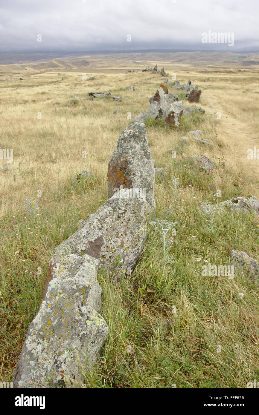 Zorats Karer stone circle près de Sisian en Arménie Banque D'Images