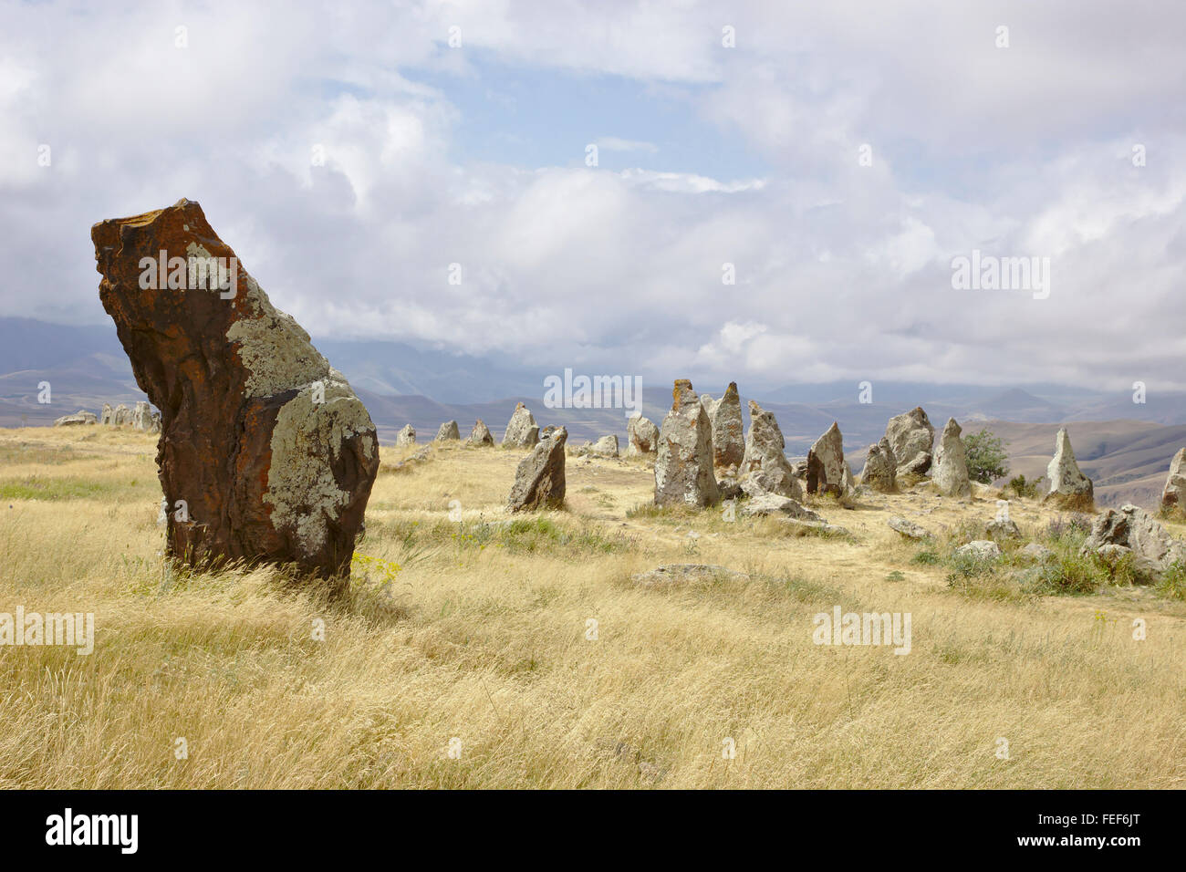 Zorats Karer stone circle près de Sisian en Arménie Banque D'Images