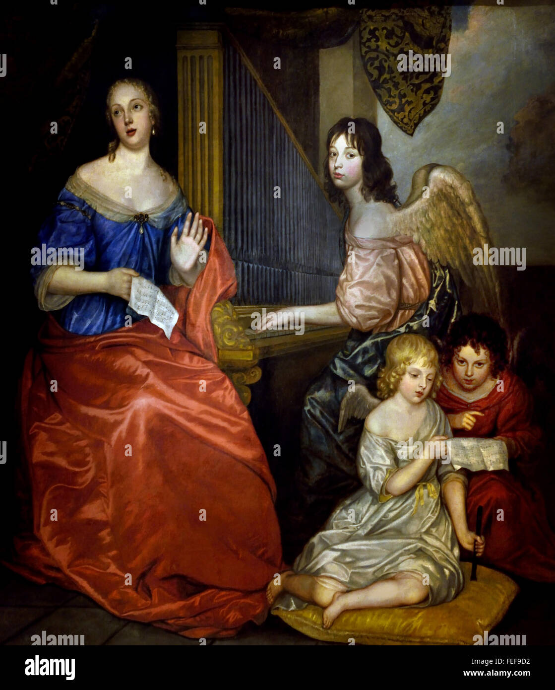 Portrait de la musique ou allégorique Mademoiselle de la Vallière et ses enfants comme angelsby Peter Lely 1618 - 1680 Pays-Bas Néerlandais Banque D'Images