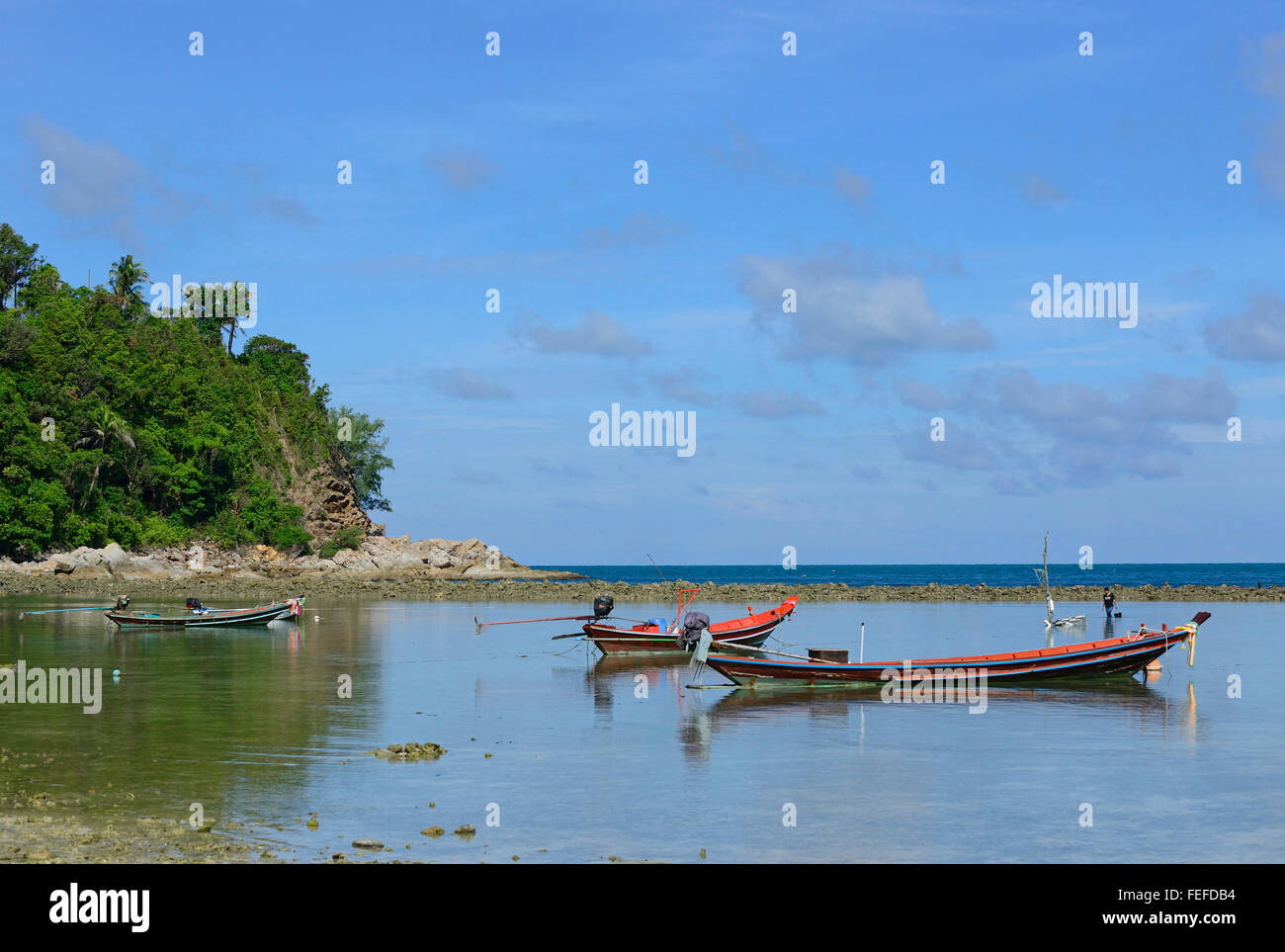 Bateaux à longue queue a Koh Phangan Thaïlande Salade Banque D'Images