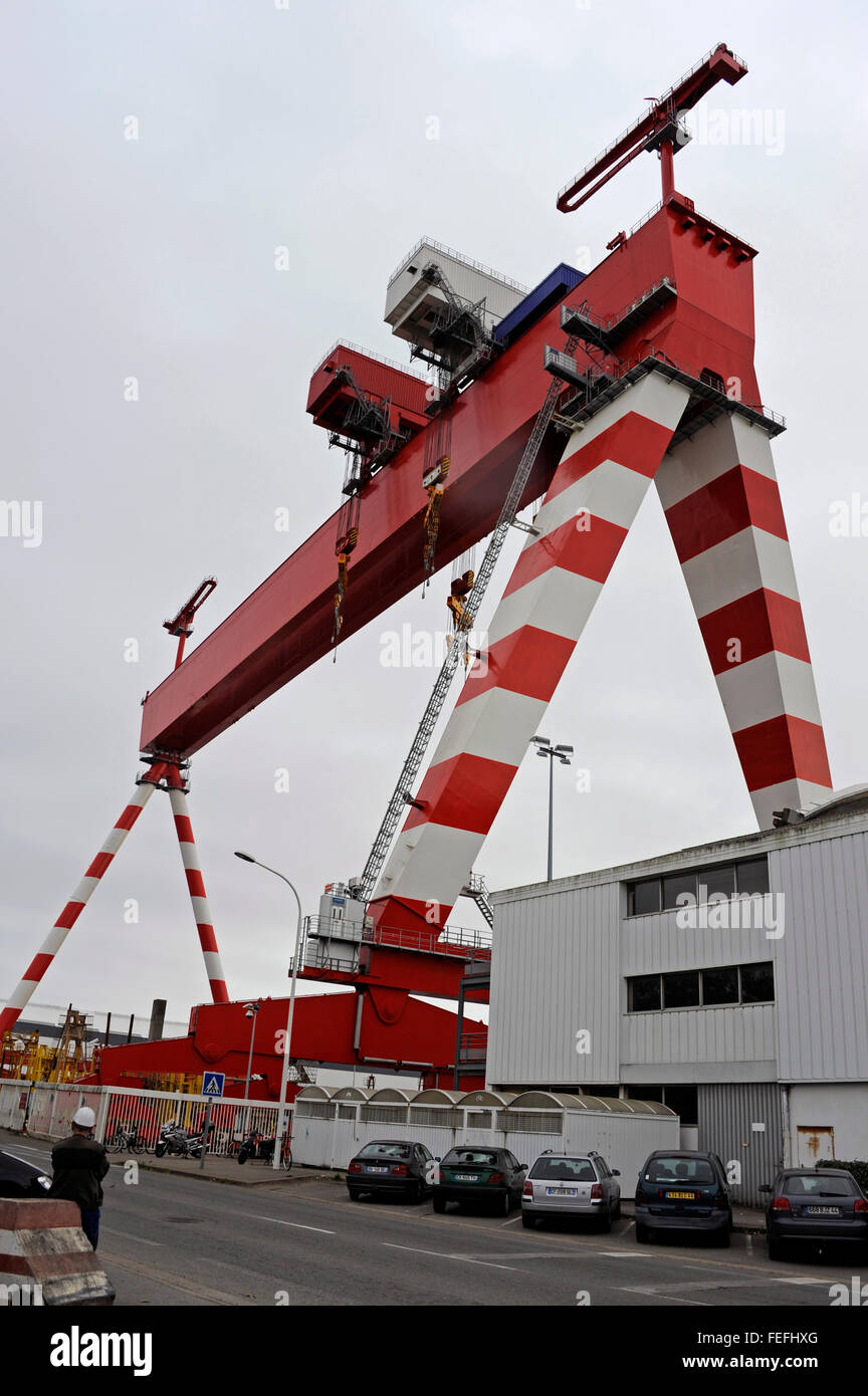 Chantiers Navals de chantiers de l'Atantique,STX,Saint-Nazaire,Loire-Atlantique, Pays de Loire, France Banque D'Images