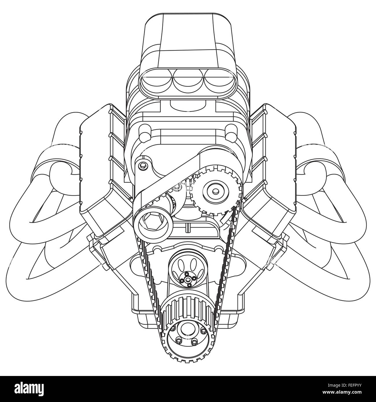 Hot Rod moteur Illustration de Vecteur
