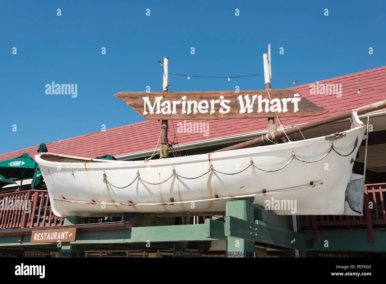 Mariner's Wharf, le marché aux poissons de Hout Bay, péninsule du Cap, ville du Cap, dans l'ouest de la municipalité de la Province du Cap, Afrique du Sud Banque D'Images