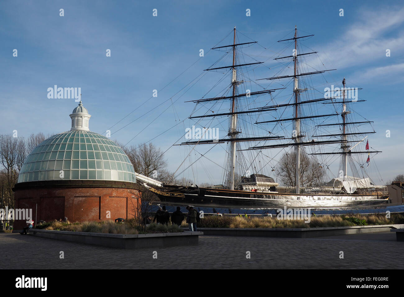 Cutty sark et Greenwich Foot tunnel Banque D'Images