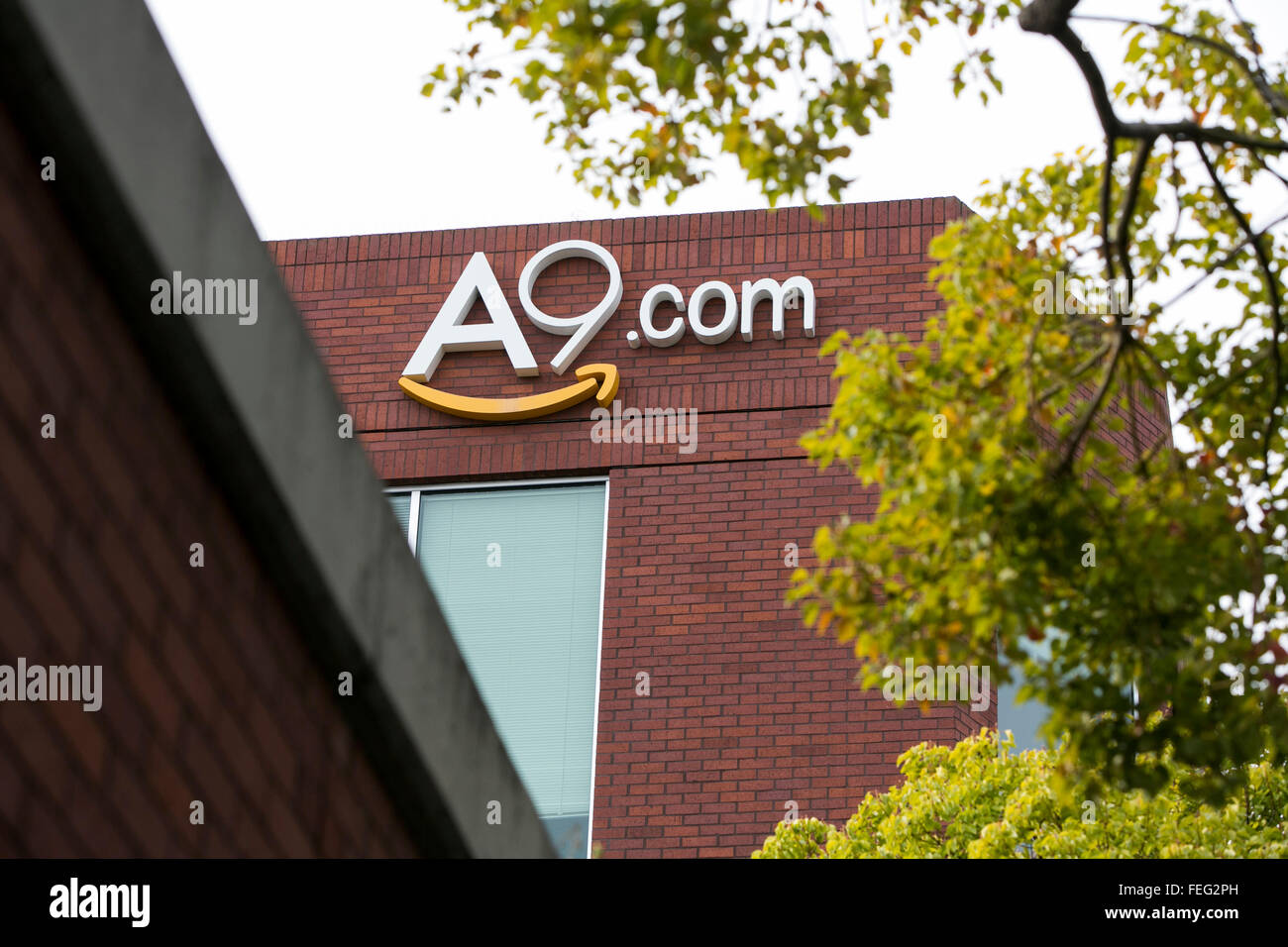 Un logo affiche à l'extérieur du siège de A9.com, filiale d'Amazon.com à Palo Alto, Californie le 24 janvier 2016. Banque D'Images