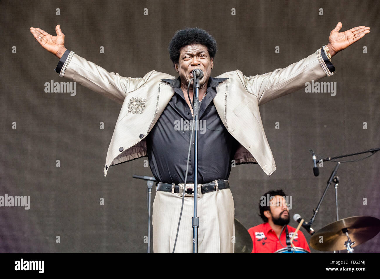 Charles Bradley en live dans l'été de 2015 à un festival de musique en plein air Banque D'Images