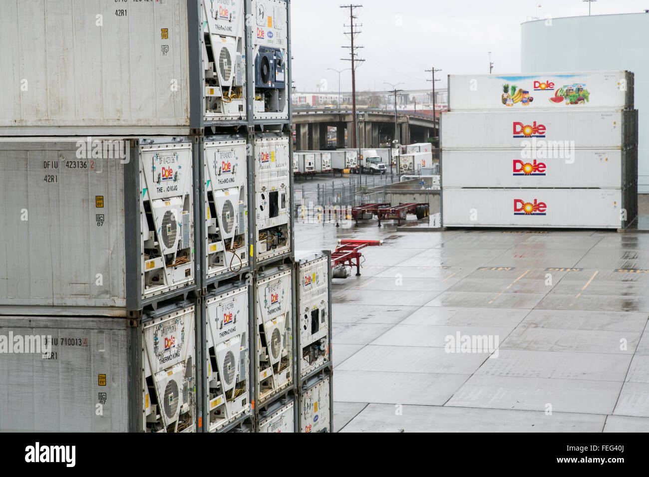 Les contenants d'expédition avec la Dole Food Company, Inc., le logo à un voyage situées à San Diego, Californie le 31 janvier 2016. Banque D'Images