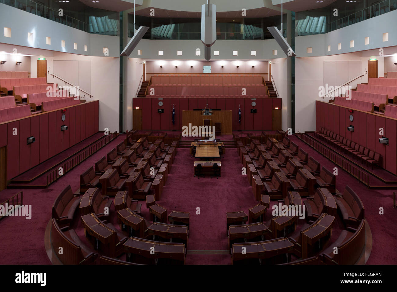 Intérieur du Sénat fédéral au Parlement australien House sur le Capital Hill Canberra ACT En Australie Banque D'Images