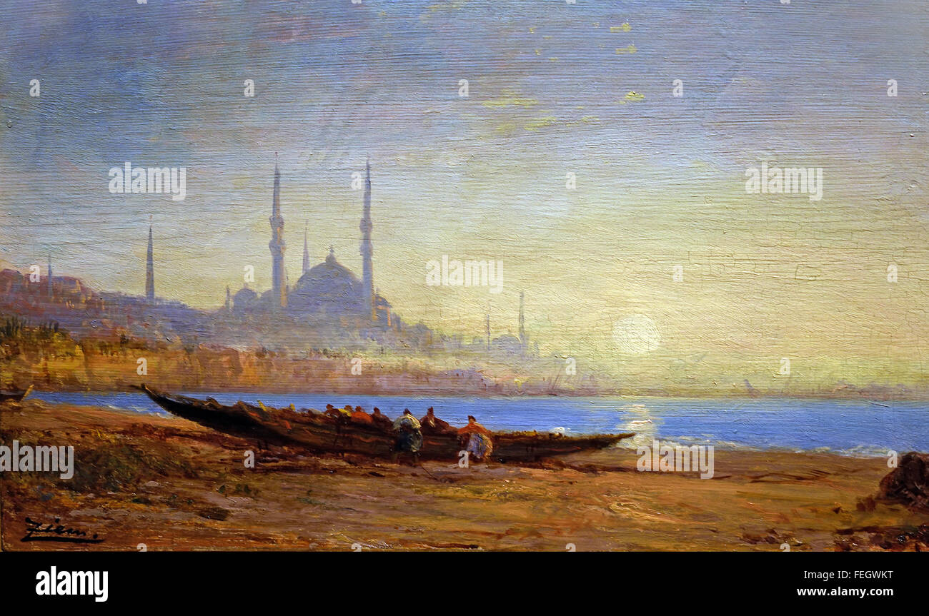 Lever du soleil à Constantinople (Istanbul Turquie ) Felix ZIEM 1821 - 1911 France Banque D'Images