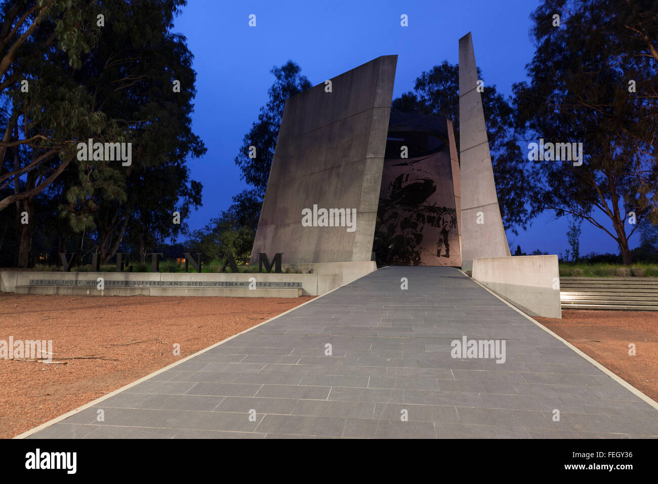 Soir sur la guerre du Vietnam Memorial on Anzac Parade Canberra ACT En Australie Banque D'Images