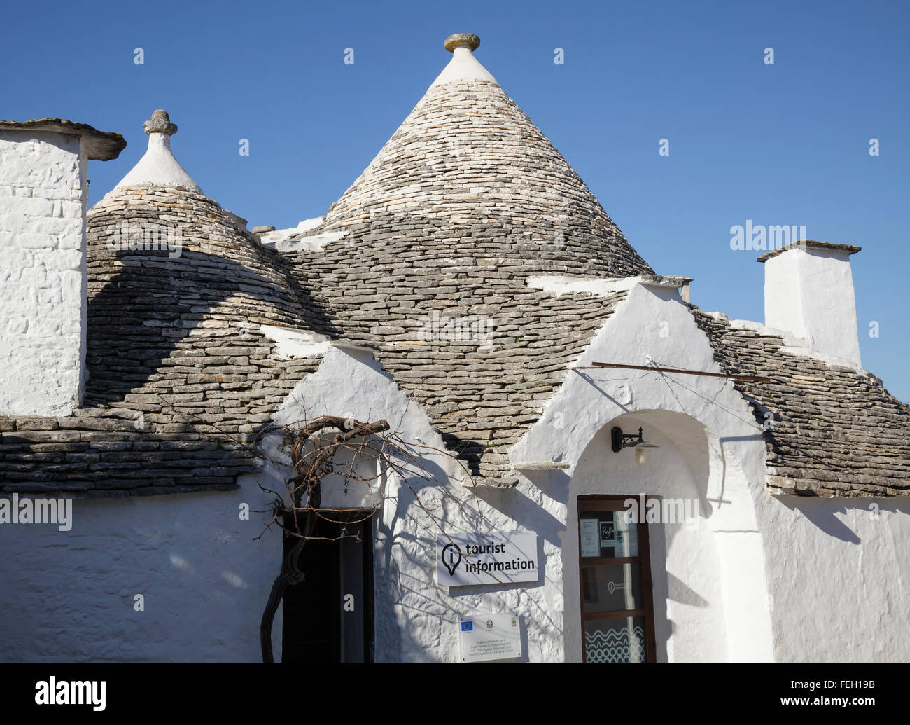 Informations touristiques, trullo Alberobello, Pouille, Italie Banque D'Images