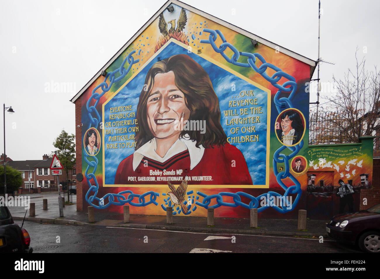 Fresque dédiée à la Republican gréviste de la faim Bobby Sands. Il a été membre de l&amp;#39;IRA qui sont morts en grève de la faim dans le Labyrinthe Photo Stock - Alamy