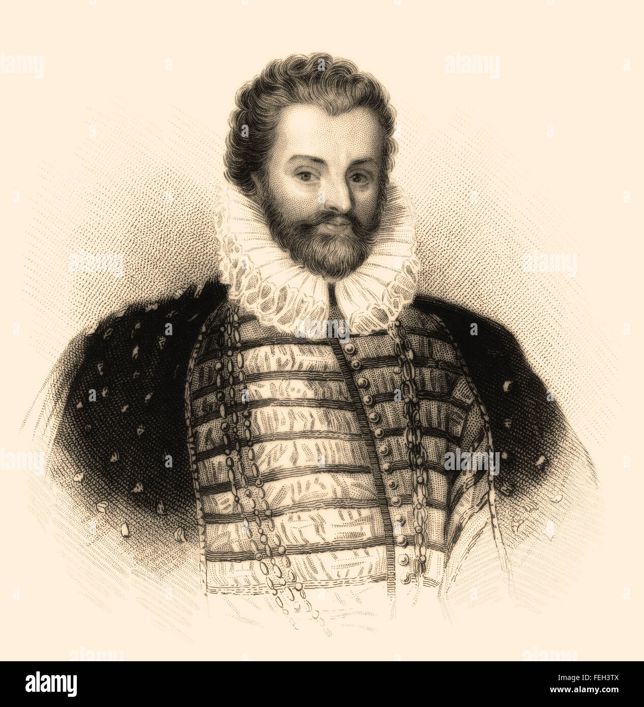 Sir Christopher Hatton, 1540-1591, un homme politique anglais, Lord Chancelier d'Angleterre Banque D'Images