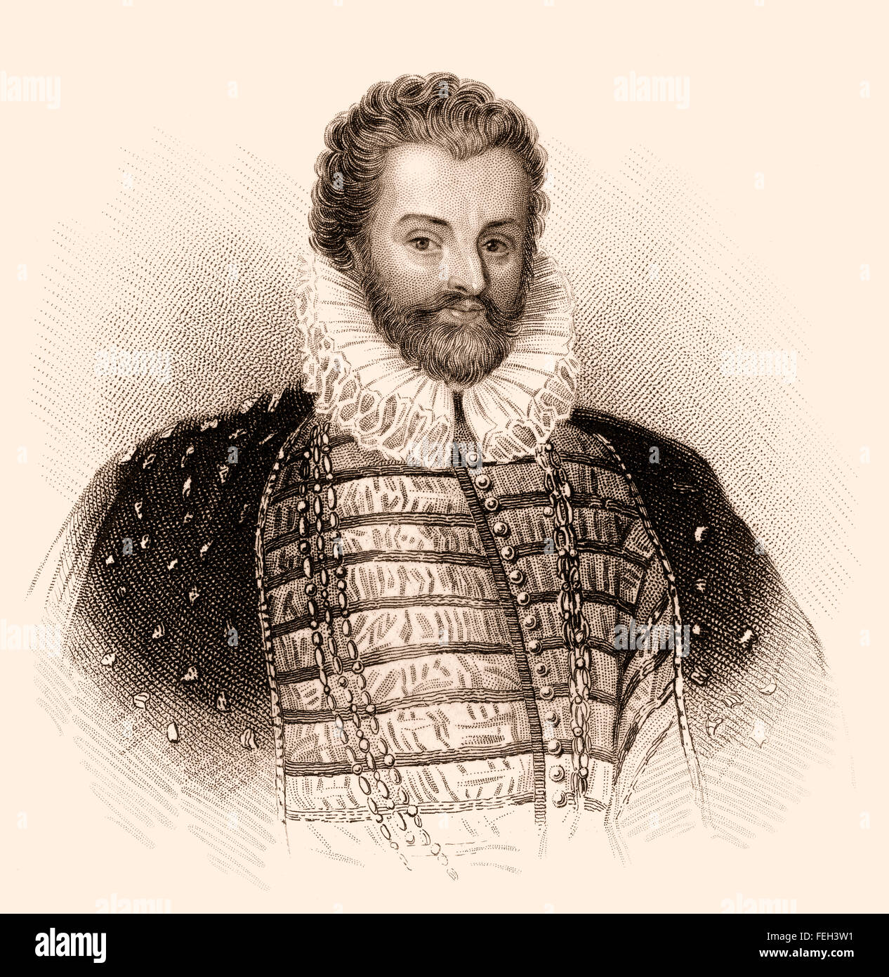 Sir Christopher Hatton, 1540-1591, un homme politique anglais, Lord Chancelier d'Angleterre Banque D'Images