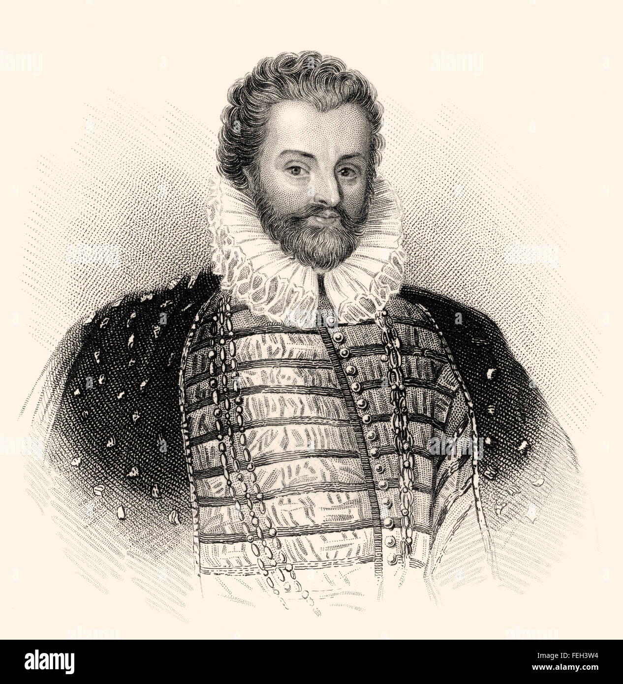 Sir Christopher Hatton, 1540-1591, un homme politique anglais, Lord Chancelier d'Angleterre Banque D'Images