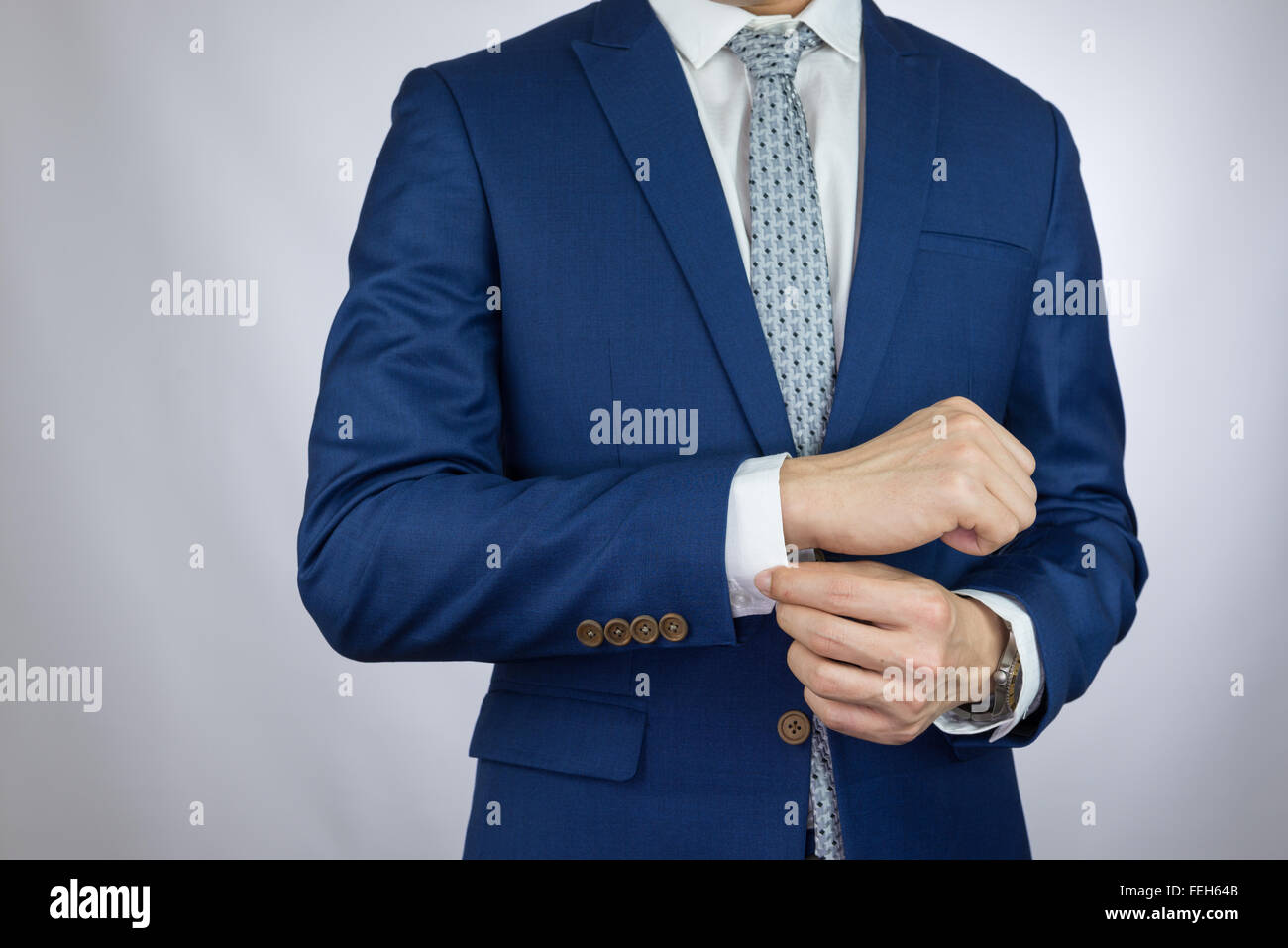Raccord d'affaires en bleu costume et cravate Banque D'Images