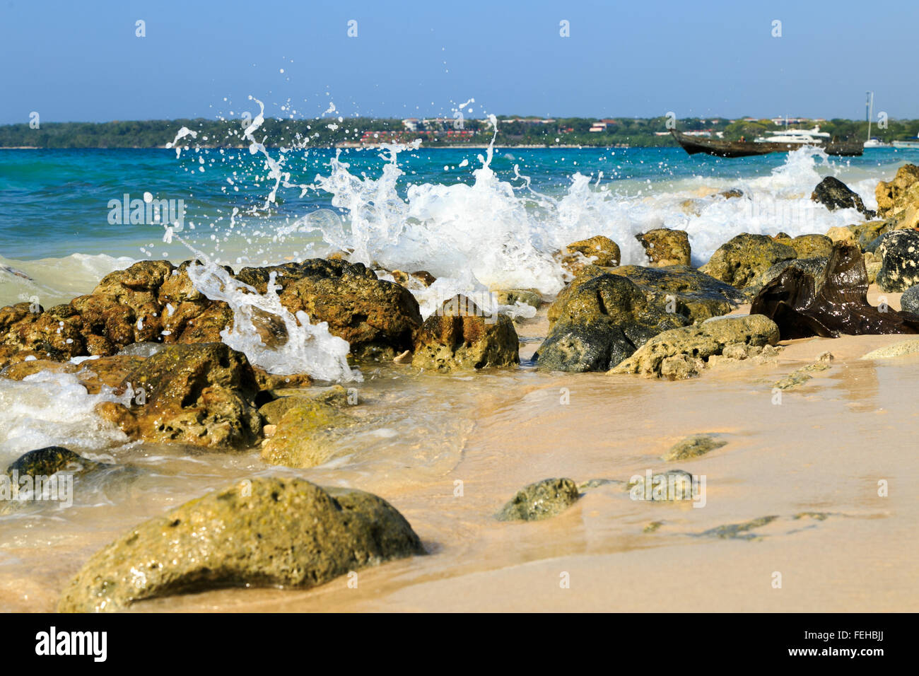 La côte des Caraïbes, sable blanc, mer des Caraïbes, la Colombie Banque D'Images