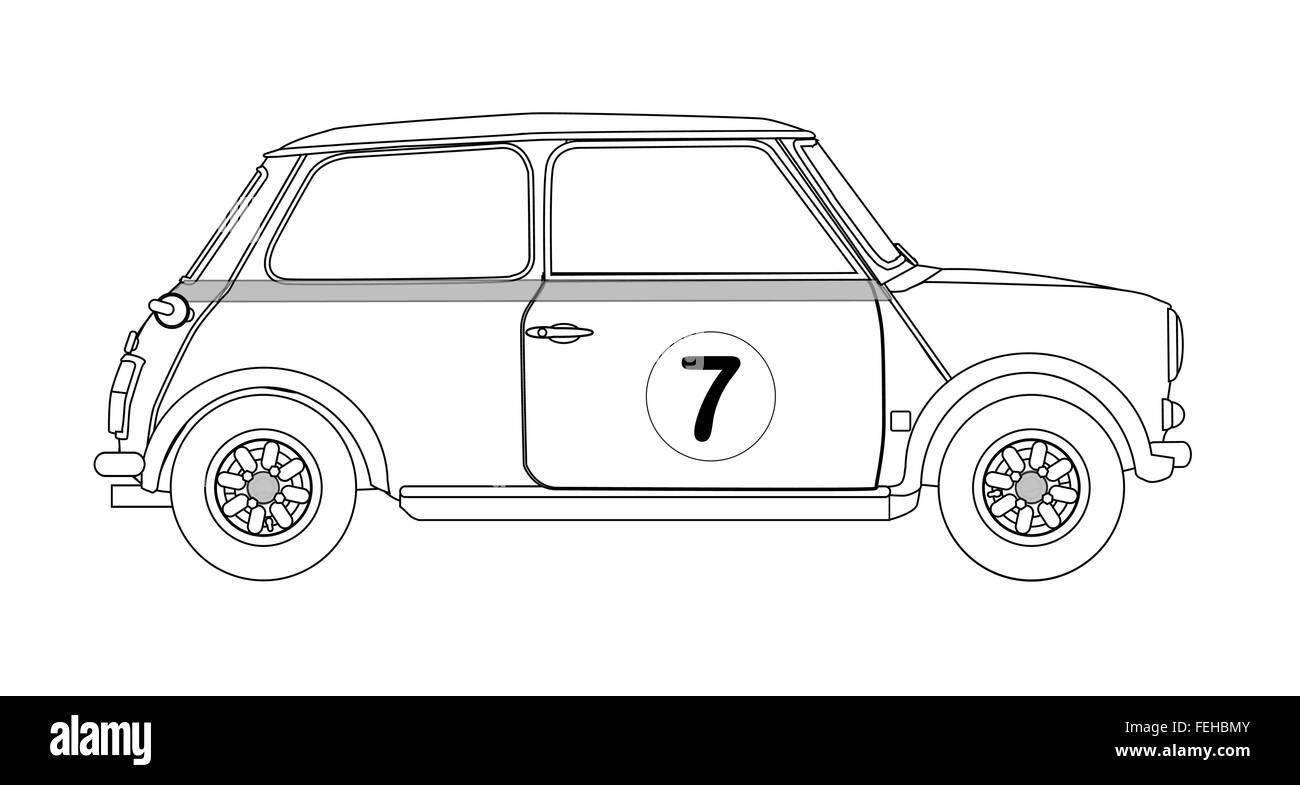 Une petite voiture compacte typique contours isolé sur fond blanc Illustration de Vecteur
