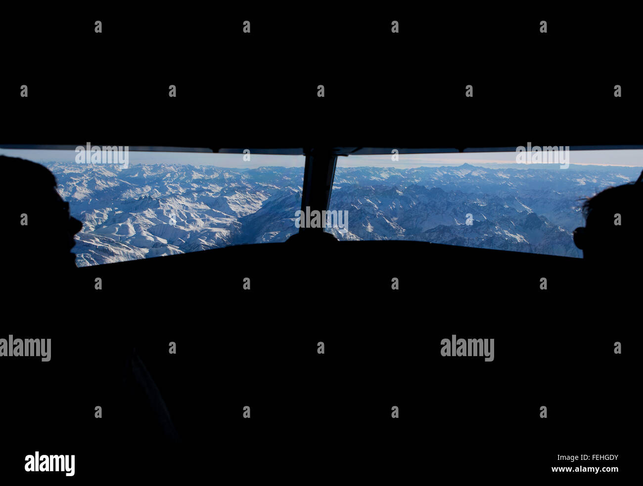 Vue aérienne de la France, de Suisse et des Alpes italiennes. Banque D'Images