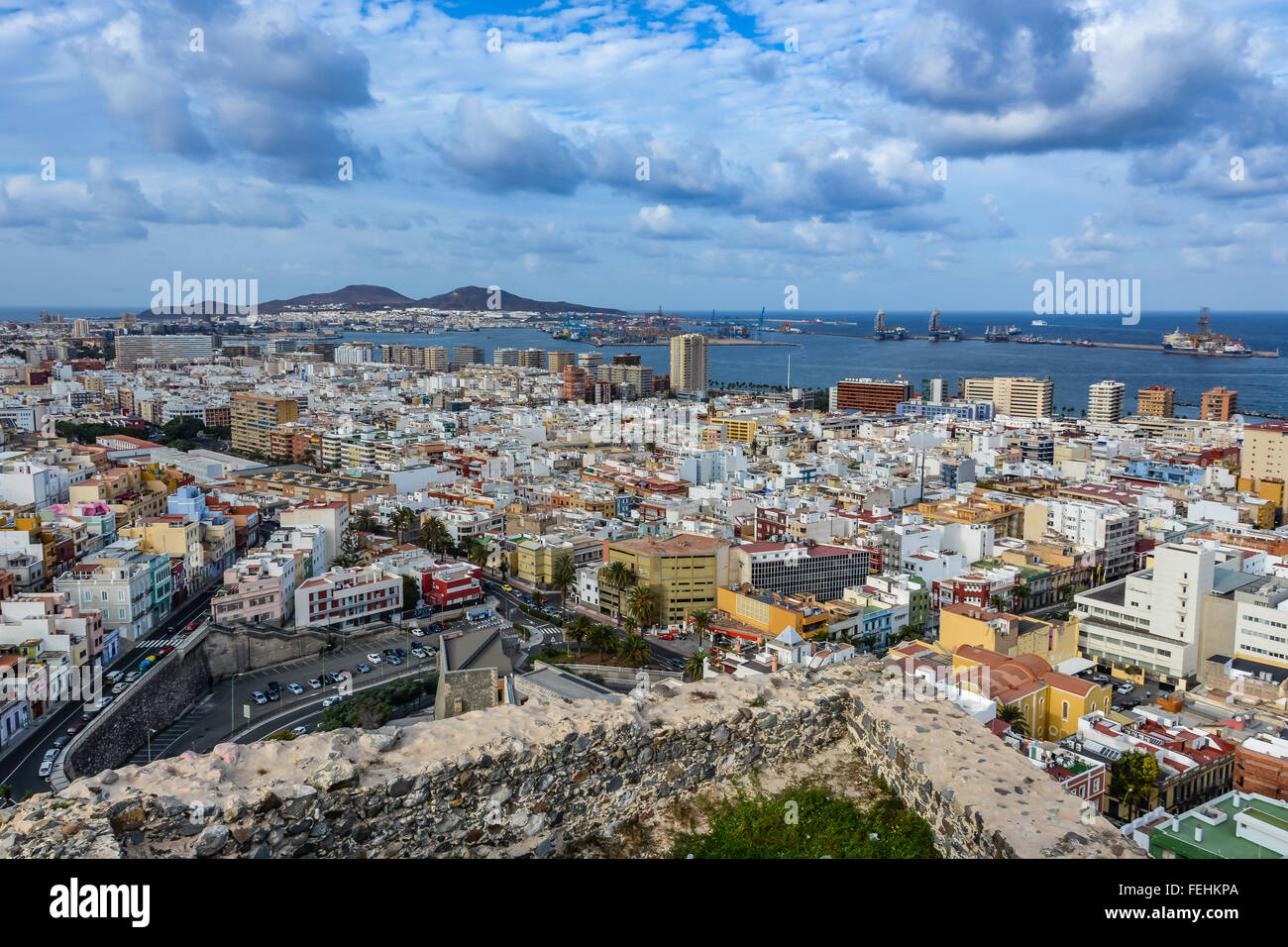 Vue panoramique de Las Palmas de Gran Canaria sur un jour nuageux Banque D'Images
