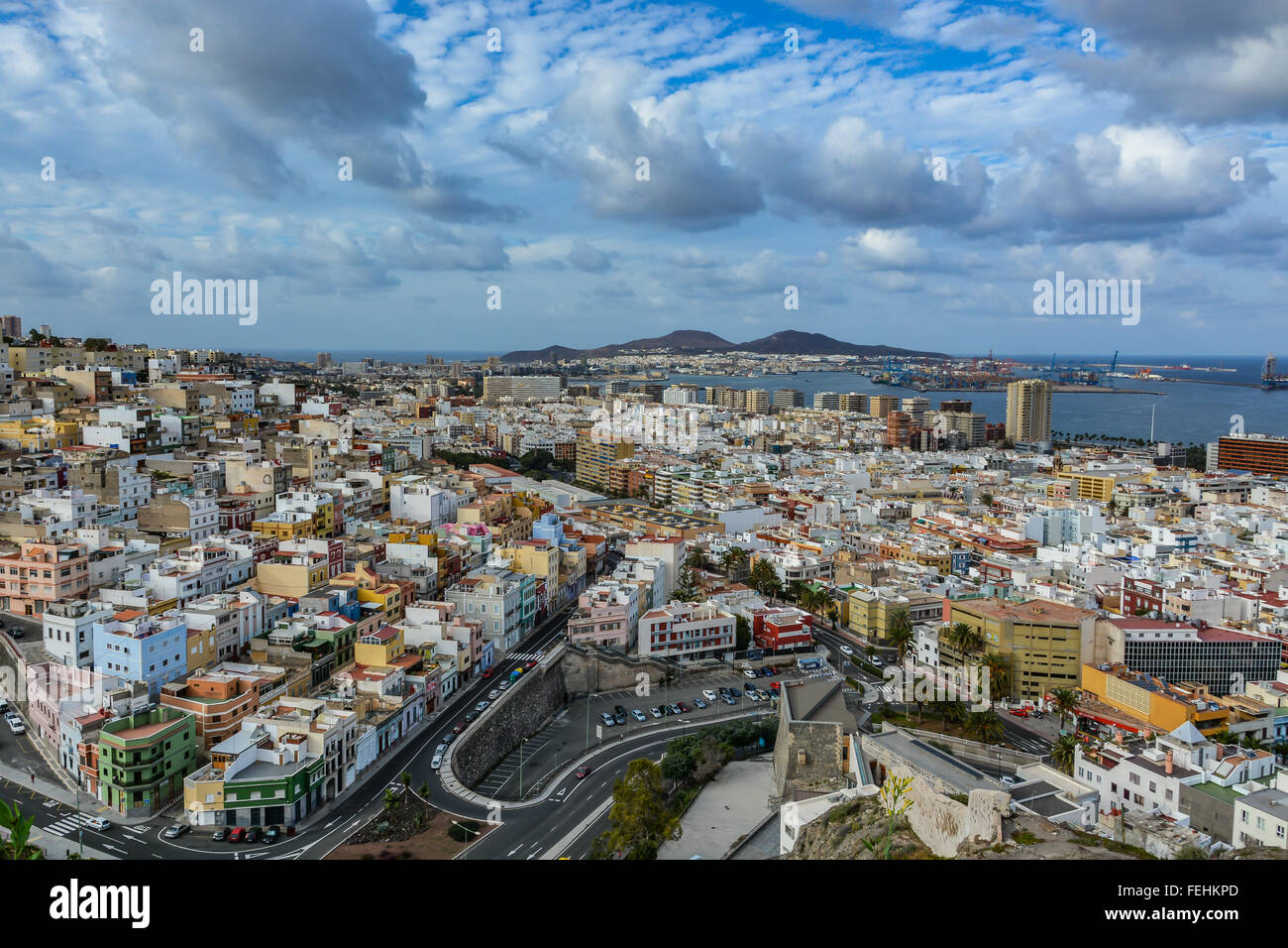Vue panoramique de Las Palmas de Gran Canaria sur un jour nuageux Banque D'Images