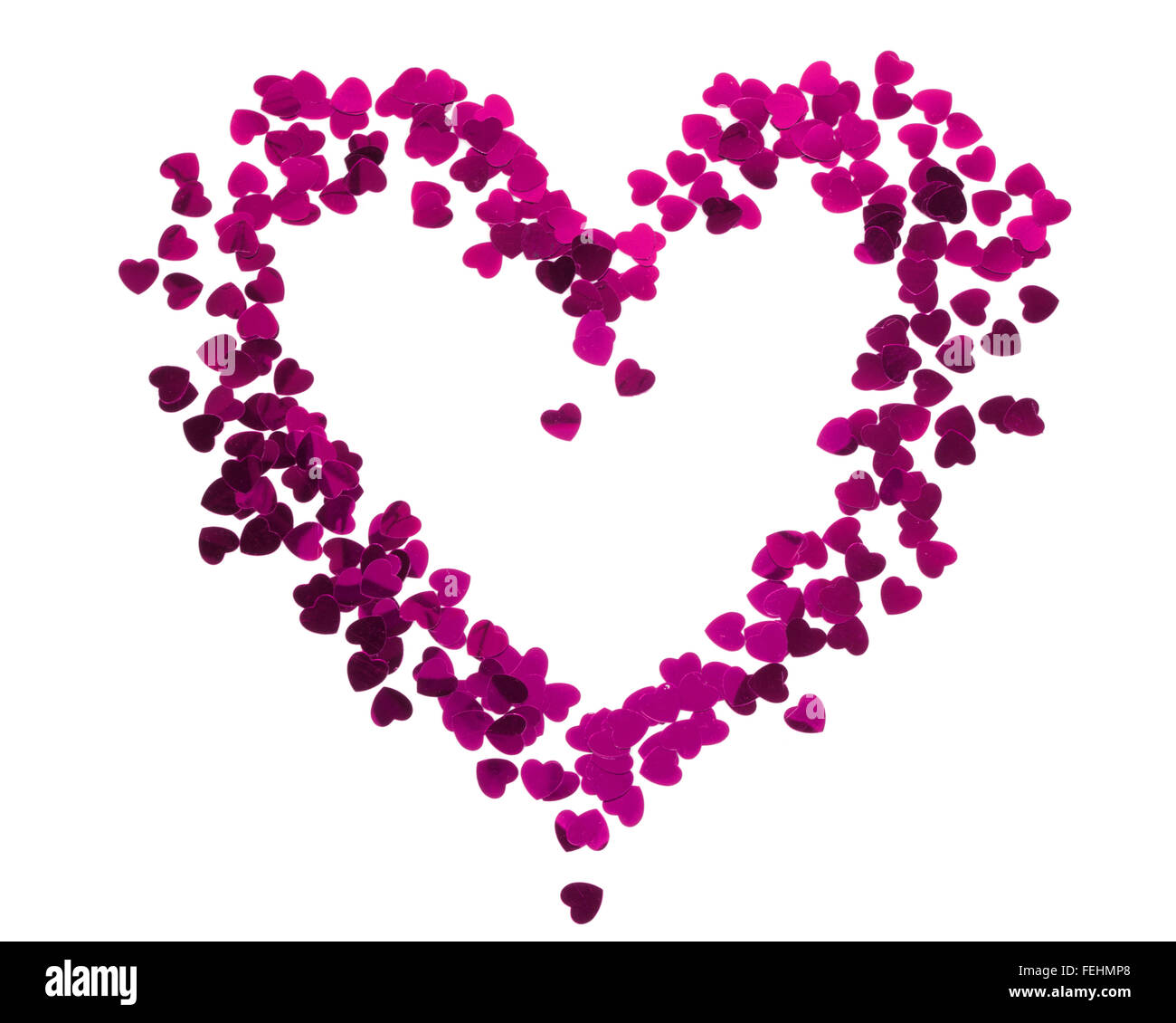 Silhouette coeur faits de confetti rouge Banque D'Images