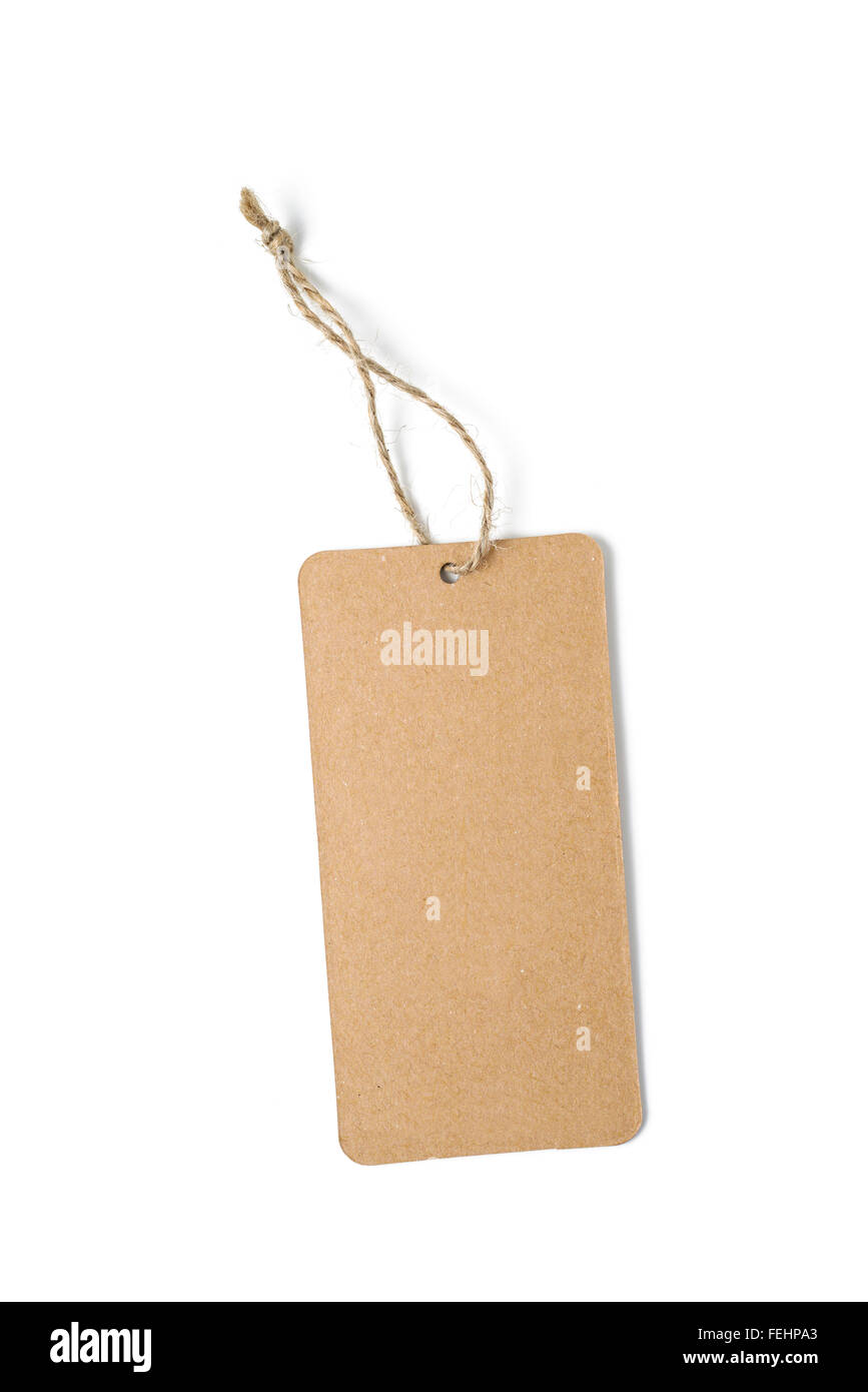 Le papier blanc tag avec string Banque D'Images