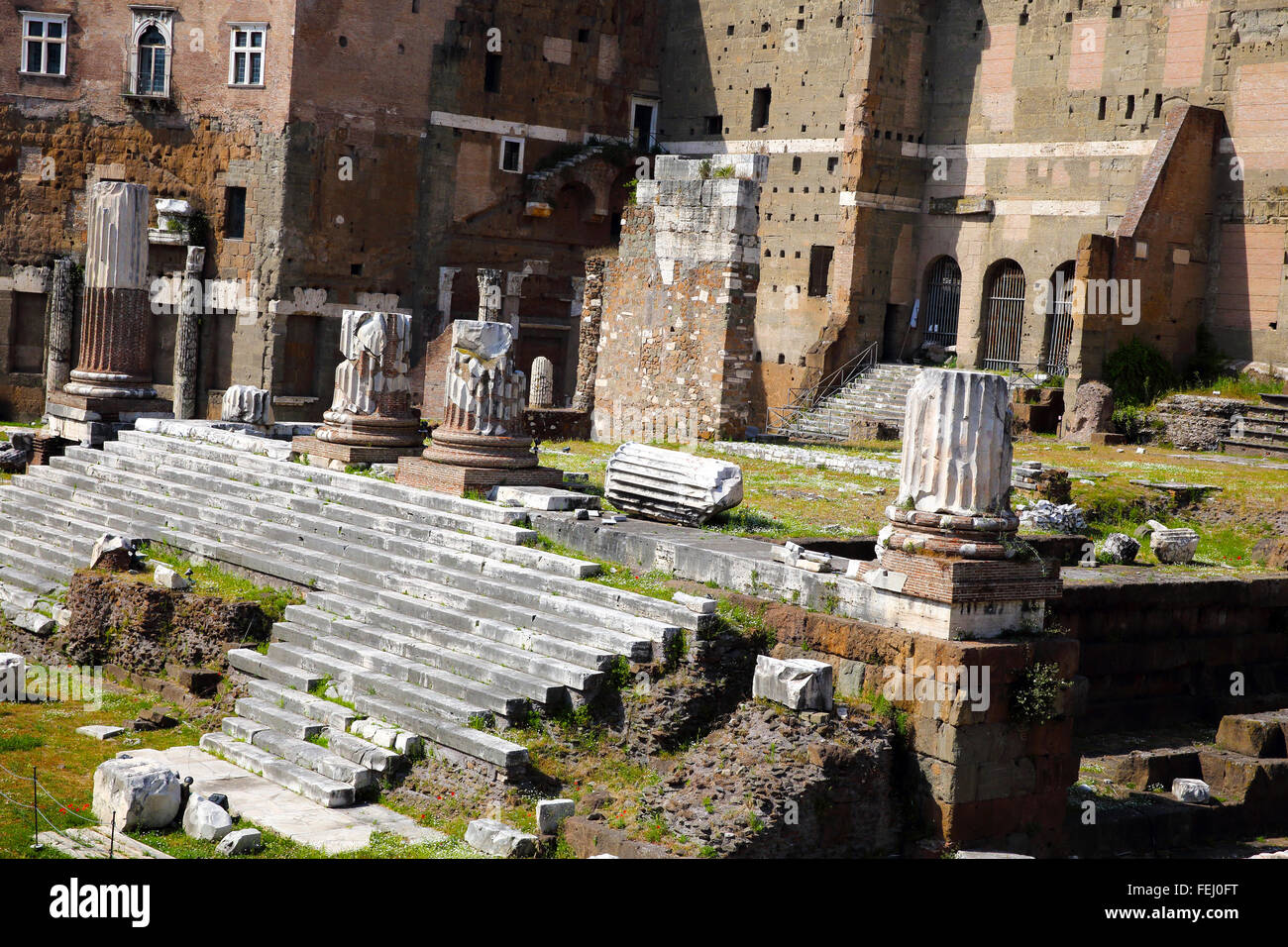 Une partie de l'Imperial Forums, notamment le Forum d'Auguste dans l'ancien cœur de Rome. Banque D'Images