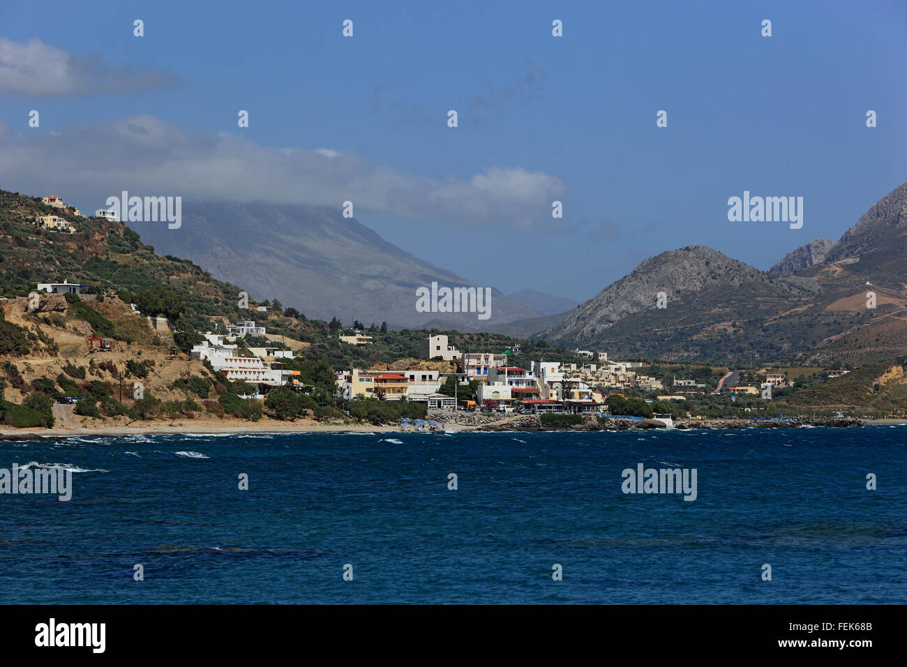 Crète Plakias resort, sur la côte sud de la mer de Libye Banque D'Images