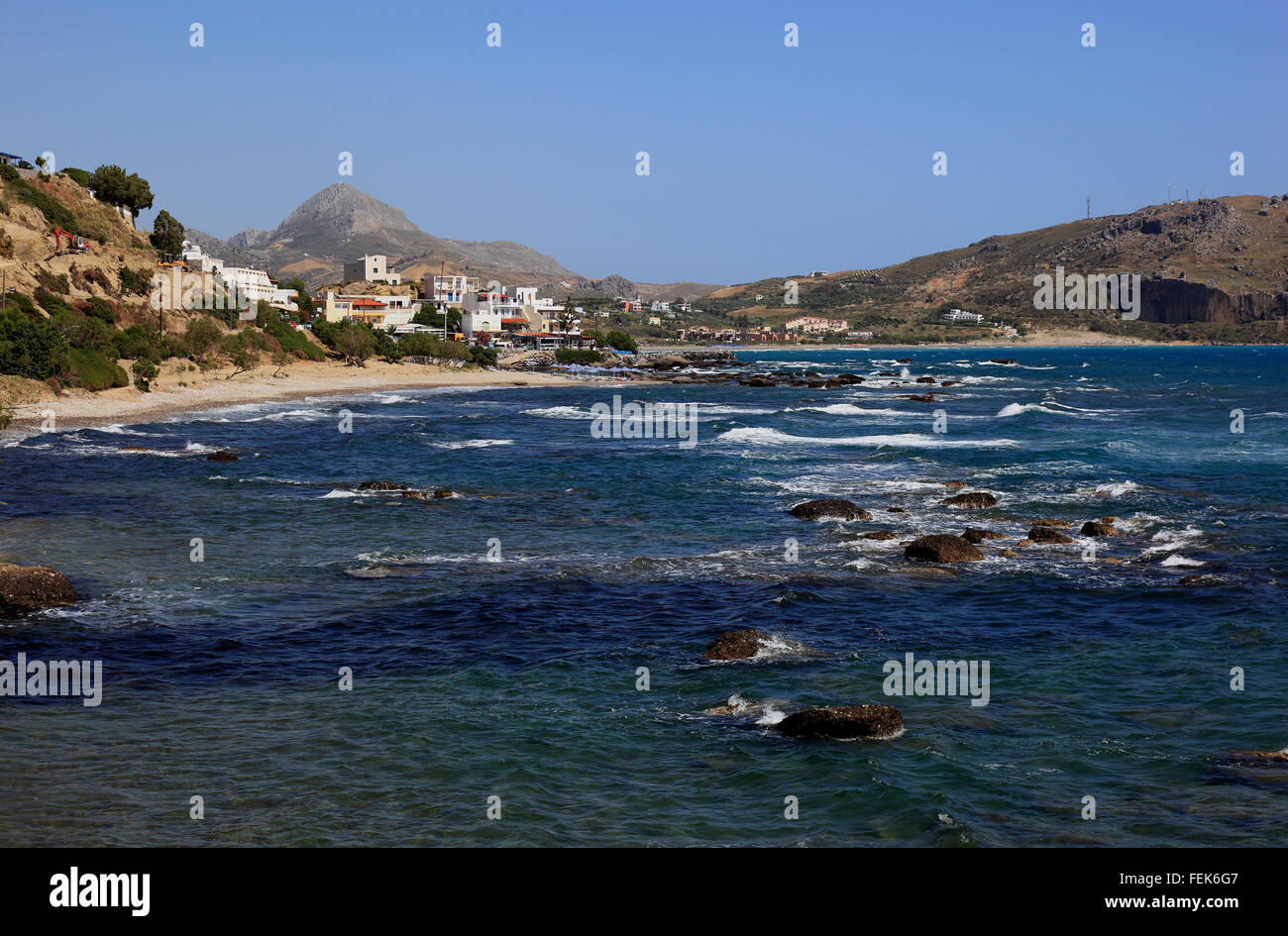 Crète Plakias resort, sur la côte sud de la mer de Libye Banque D'Images