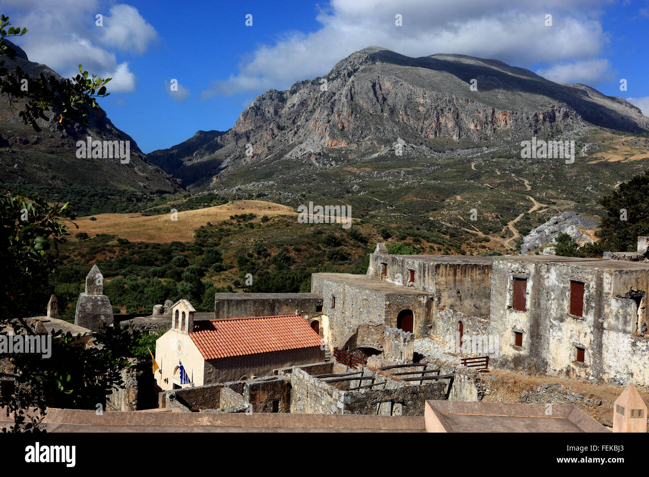 Crète, vestiges de l'ancien cloître du monastère de Preveli, ruine Moni Preveli, dans le sud de l'île Banque D'Images