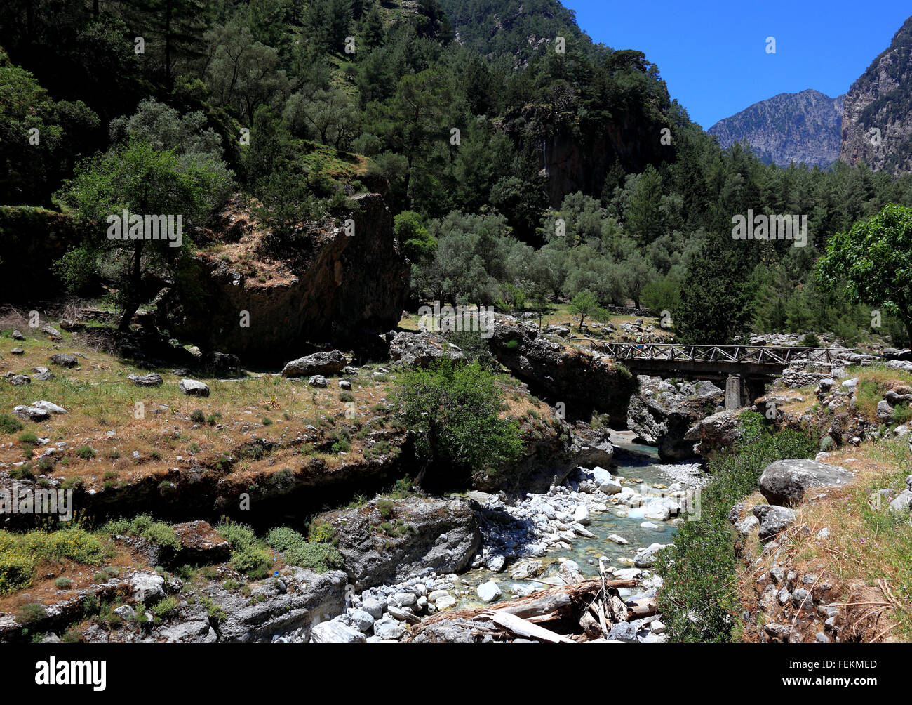 Crète, le parc national de Samaria, décor dans la Samarie gulch, lieu de repos près de la Samarie village désolé Banque D'Images