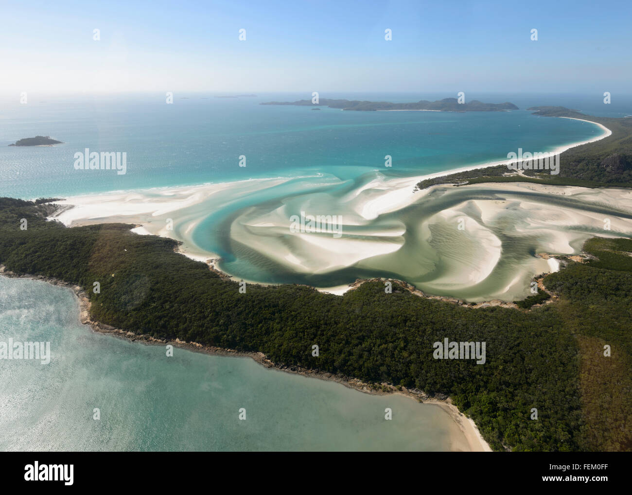 Vue aérienne de Hill Inlet, Whitsunday Islands, Far North Queensland, Queensland, Australie, FNQ Banque D'Images