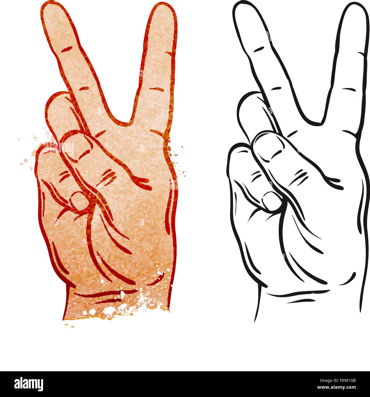 La victoire et la paix symbole geste. Vector Illustration Illustration de Vecteur