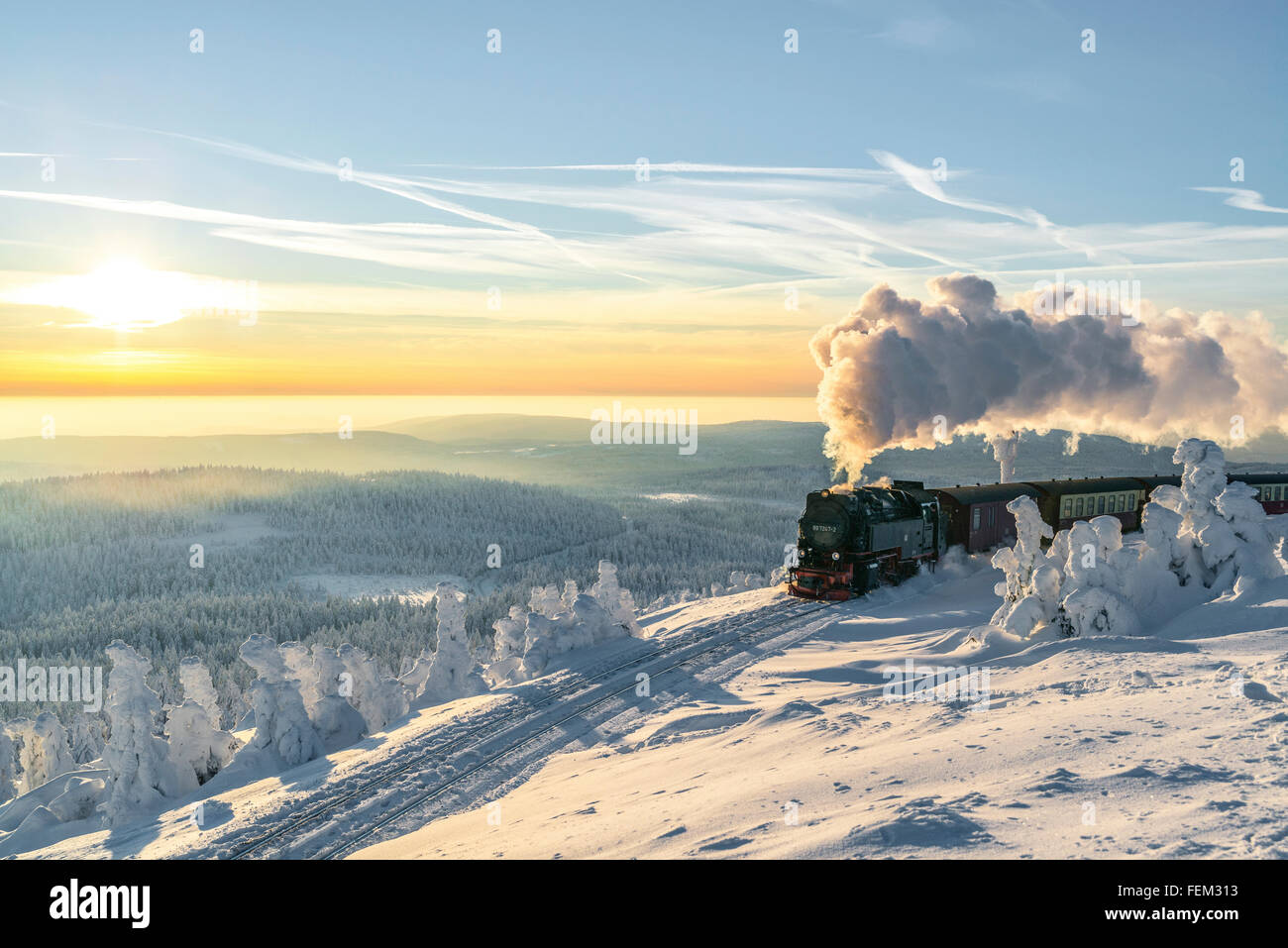 Le chemin de fer Brocken, Parc National de Harz, Saxe-Anhalt, Allemagne Banque D'Images