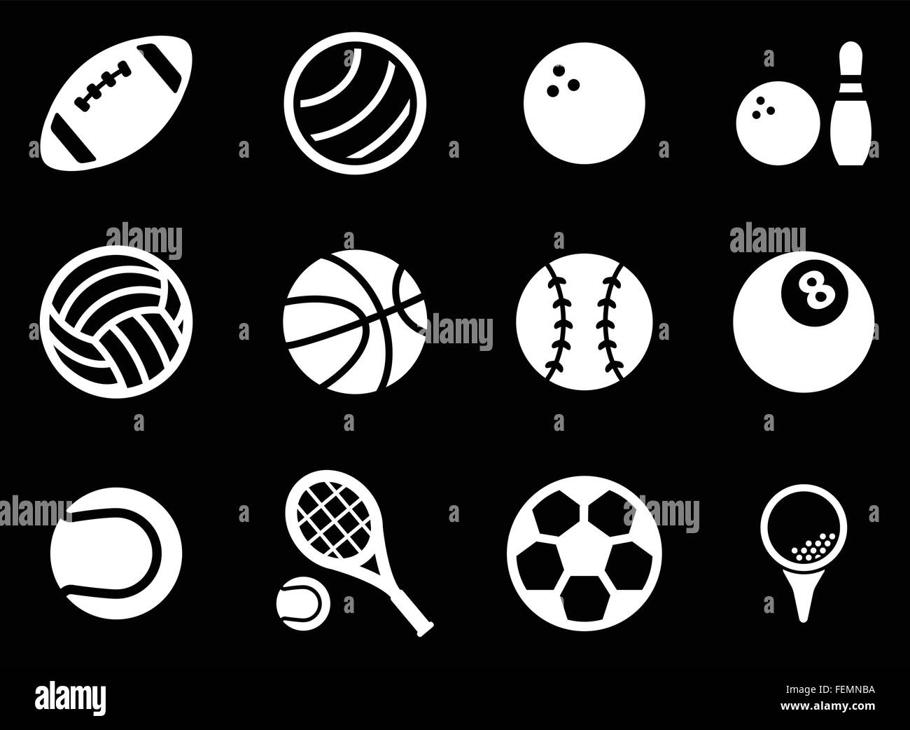 Sport balls web icons pour la conception d'interface utilisateur Illustration de Vecteur