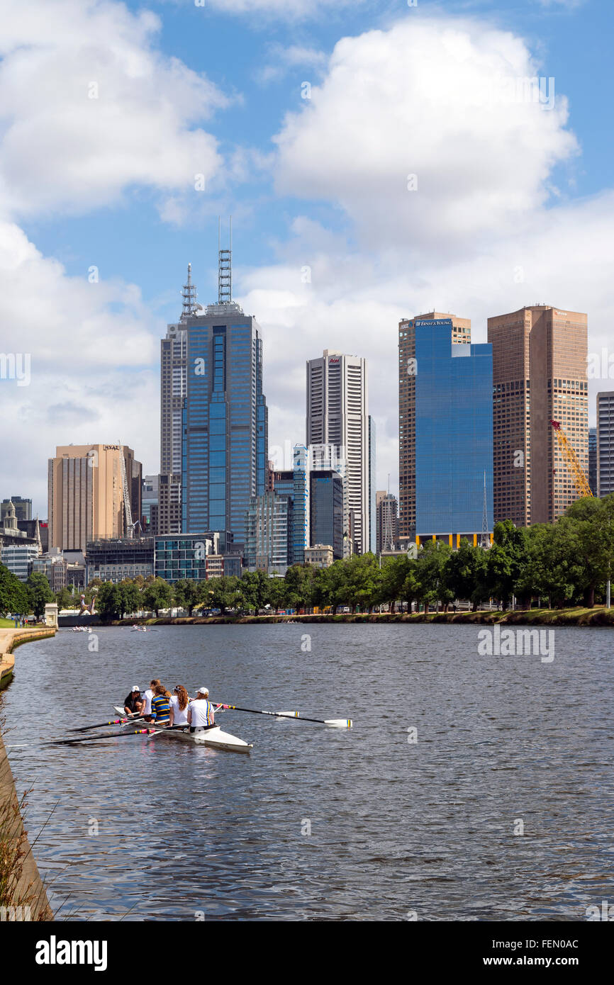 Toits de Melbourne et de la rivière Yarra, Melbourne, Australie Banque D'Images