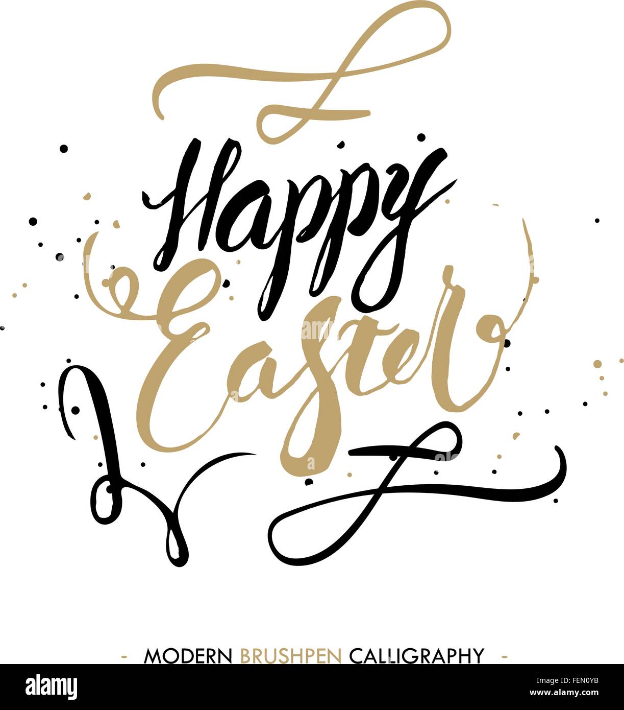 Joyeuses Pâques avec écriture de calligraphie pinceau Illustration de Vecteur