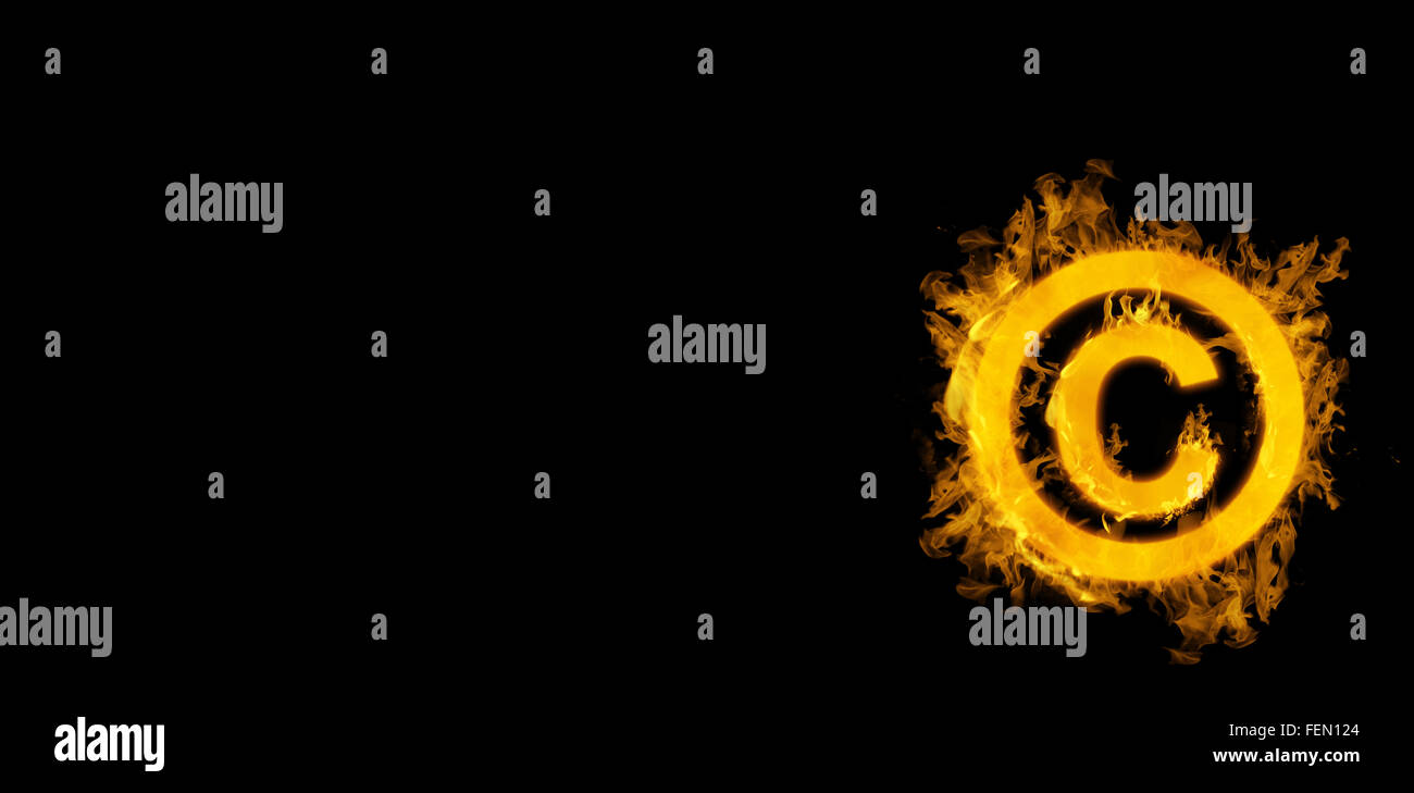 Image composite de copywrite logo dans le feu Banque D'Images