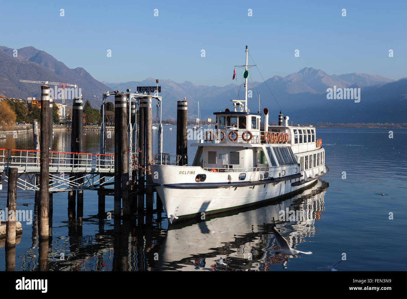 Un bateau à passagers. Locarno, Suisse. Banque D'Images
